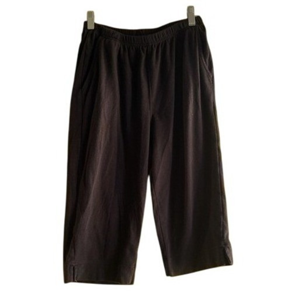 Blair Women's Petite Black Cropped Pants Elastic Waist Pockets‎ Casual Comfort - Picture 2 of 7